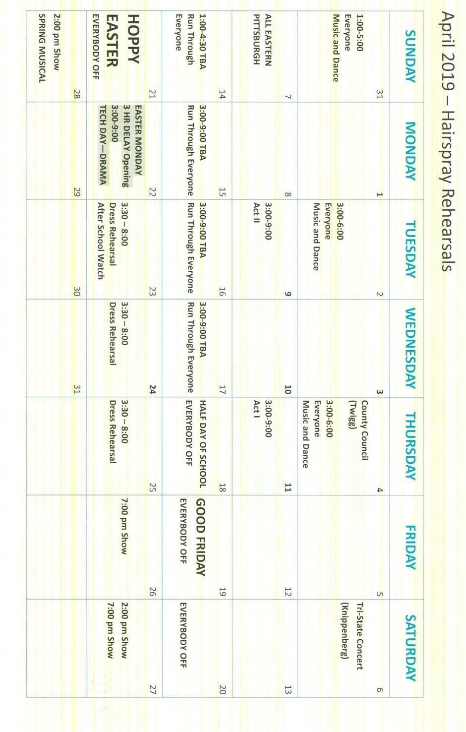 April Schedule